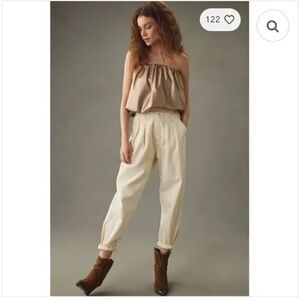 Anthropologie Tan and Cream Cropped Ensemble
